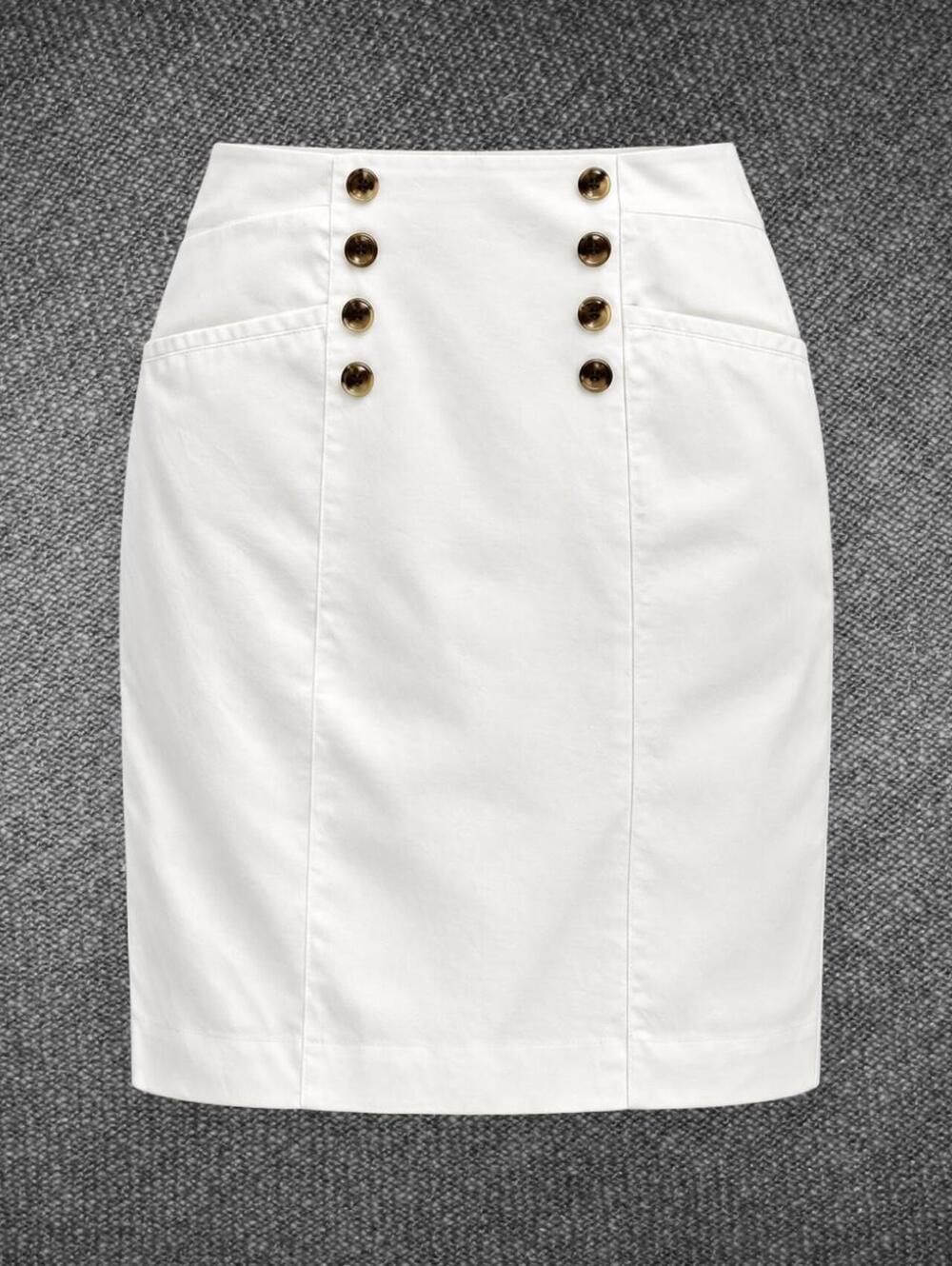 Banana Republic White Sailor Button Pencil Skirt Size 4